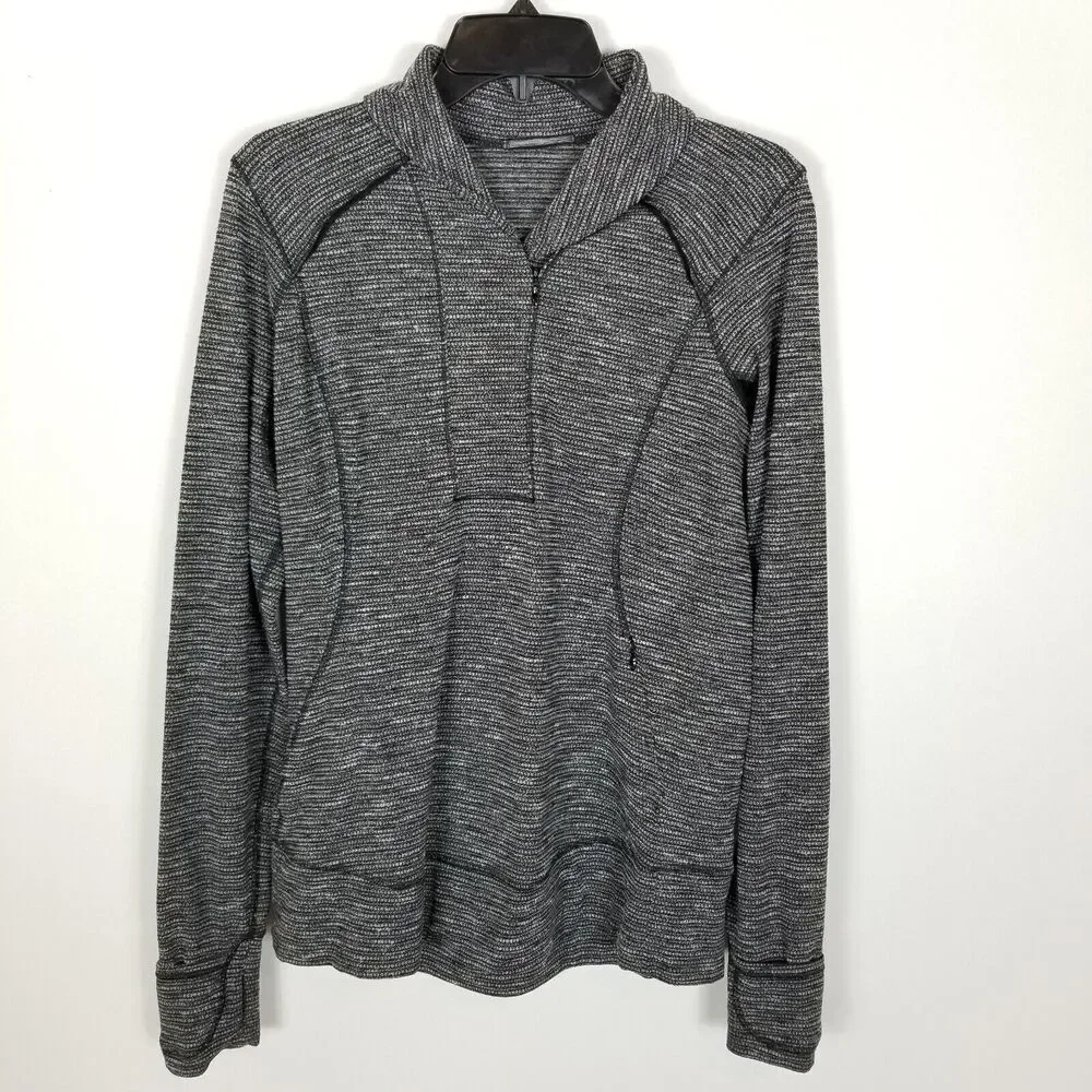 Lululemon Think Fast Pullover Heathered Herringbone Athletic‎ Sweatshirt Size 12